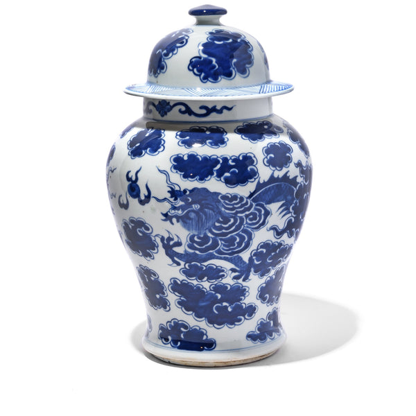 Blue And White Porcelain Temple Jar And Cover