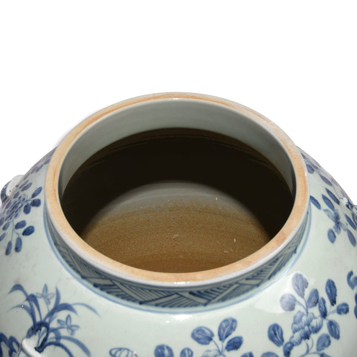 Large Blue And White Porcelain Temple Jar And Cover | Indigo Antiques
