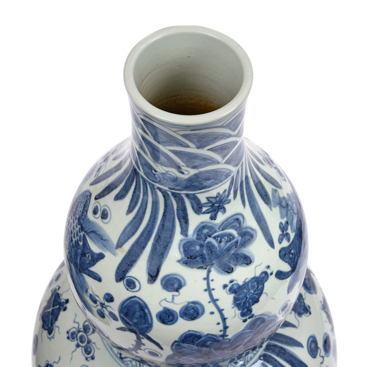 Interior Of Blue And White Porcelain Double Gourd Jar | Indigo Oriental Antiques