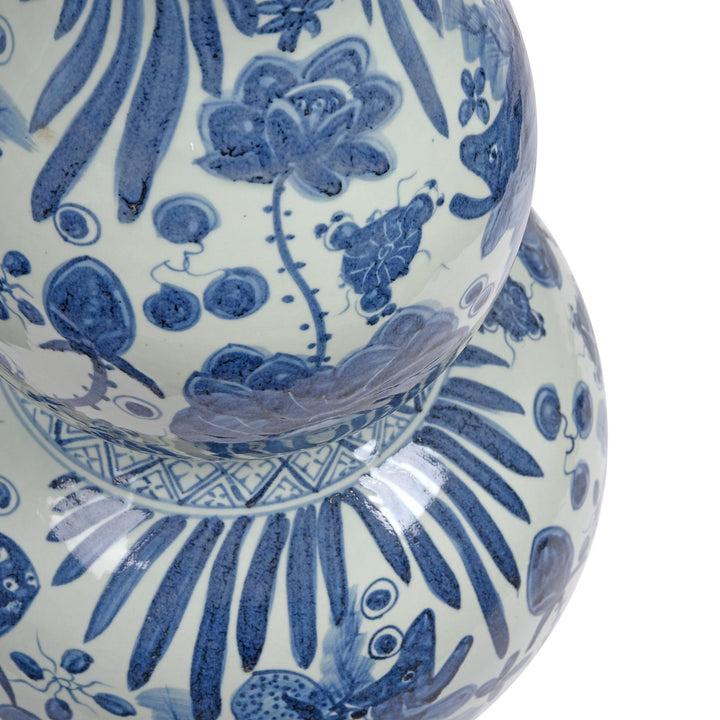 Detail From Blue And White Porcelain Double Gourd Jar | Indigo Oriental Antiques