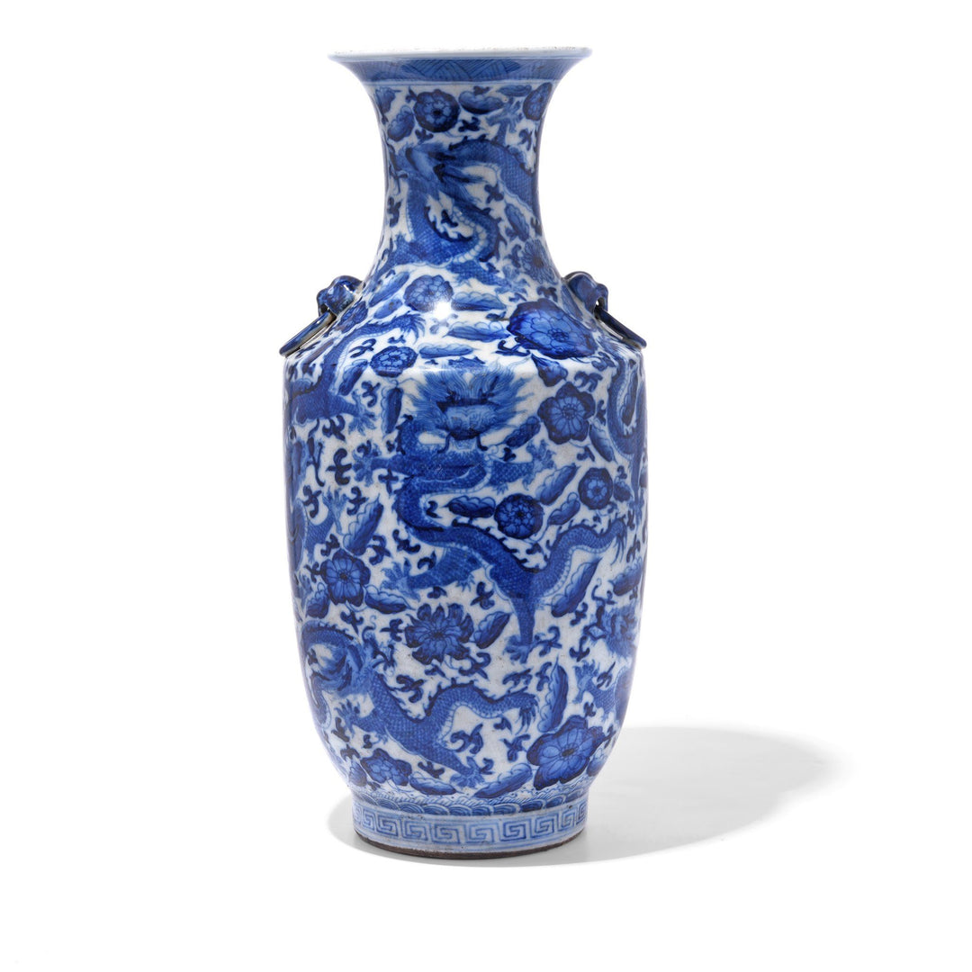 Reproduction Chinese Blue & White Porcelain Fengweizun Vase - Dragon Design | Indigo Antiques