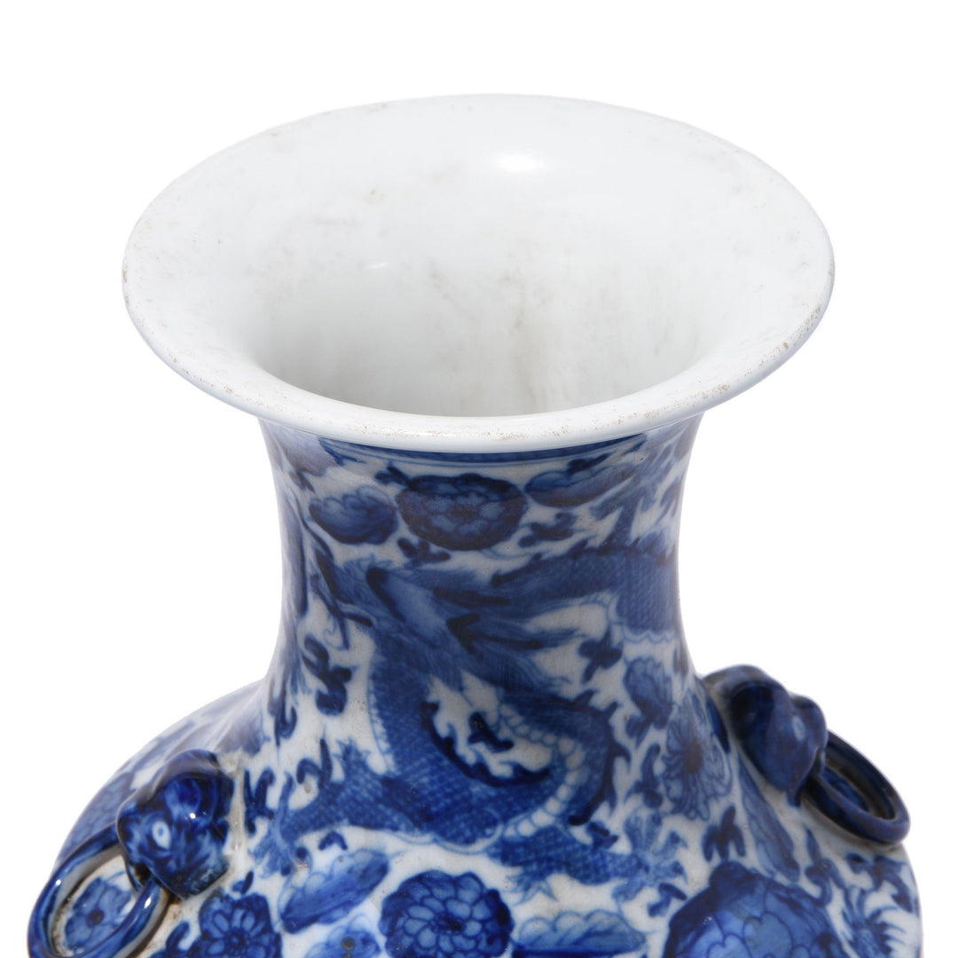 Reproduction Chinese Blue & White Porcelain Fengweizun Vase - Dragon Design | Indigo Antiques