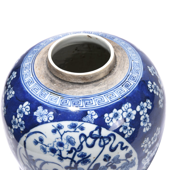 Blue & White Porcelain Ginger Jar - Cherry Blossom - 17 x 17 x 18 (wxdxh cms) - C1187V3