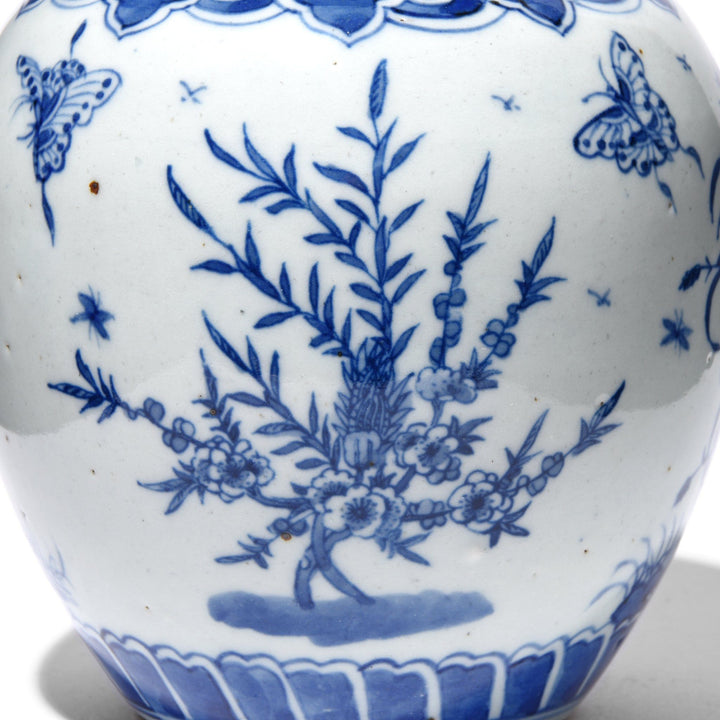 Detail Of Blue & White Porcelain Ginger Jar - Butterflies Design