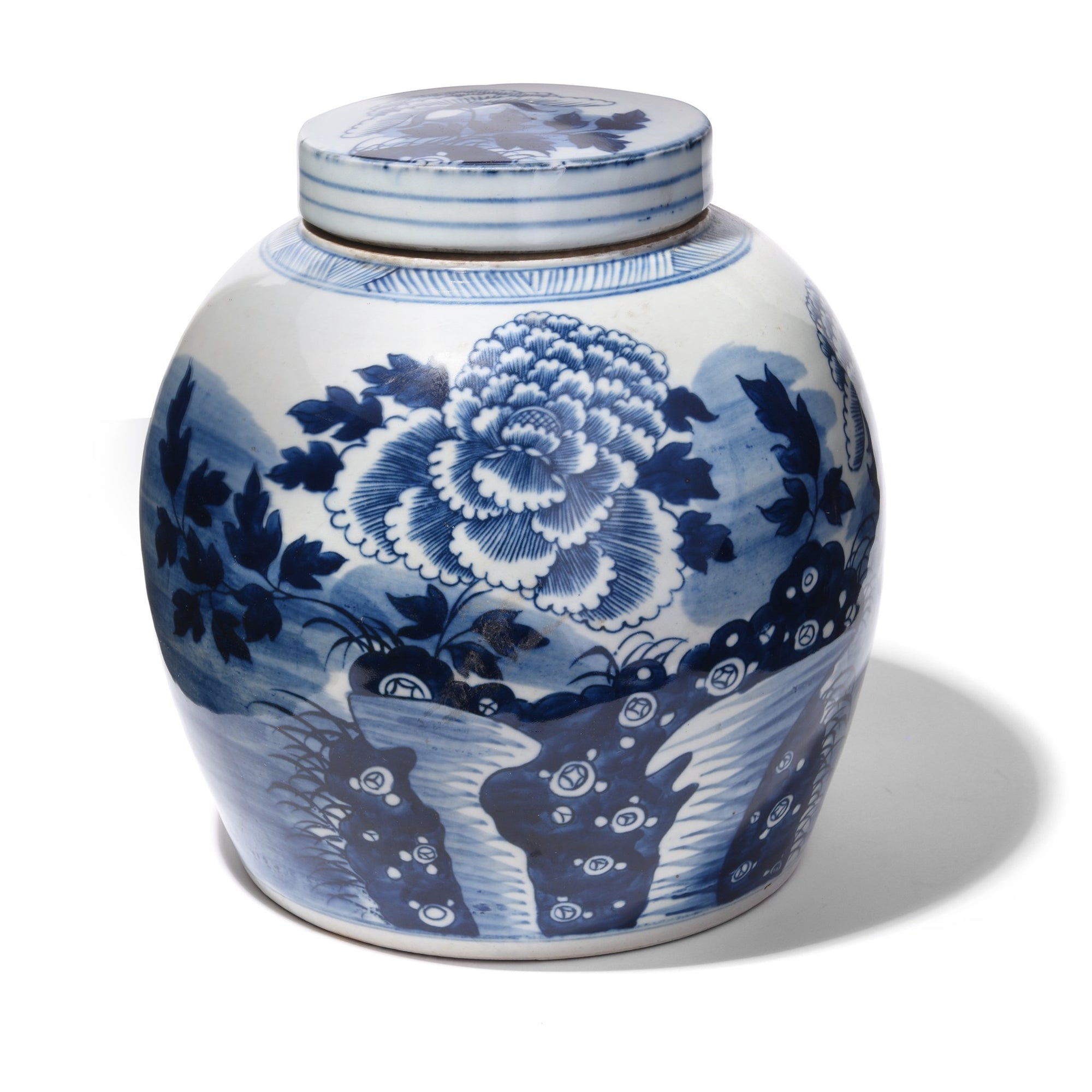 Reproduction Chinese Blue & White Porcelain Ginger Jar - Chrysanthemum | Indigo Antiques