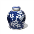 Blue & White Porcelain Ginger Jar & Lid - 15cm Diameter