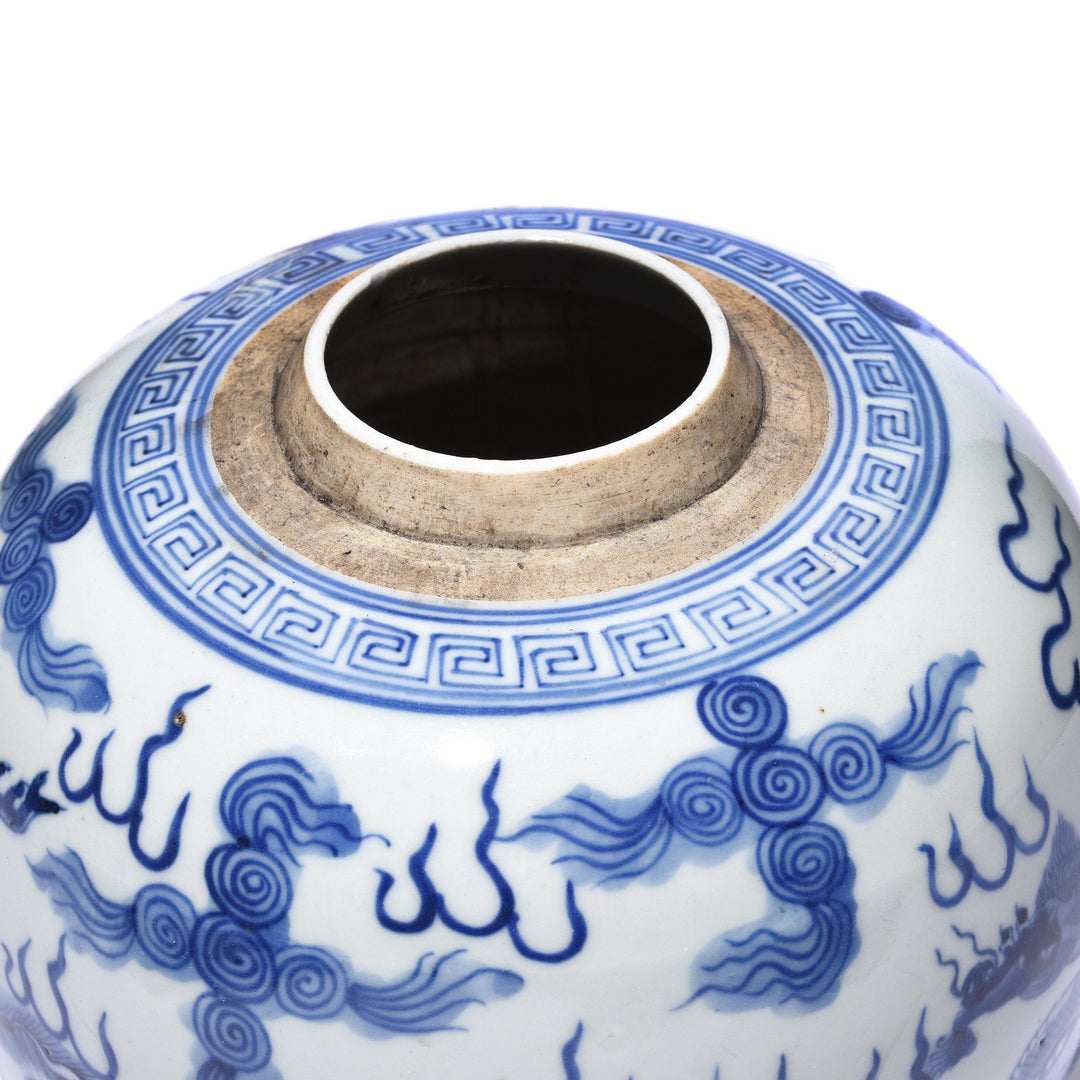 Opening Detail From Blue & White Porcelain Ginger Jar  - Phoenix & Dragon Design | Indigo Antiques