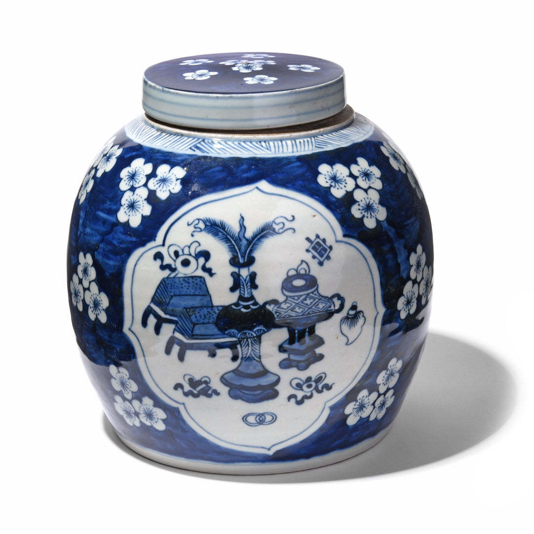 Blue & White Porcelain Ginger Jar - Prunus & Wise Objects Design | Indigo Antiques
