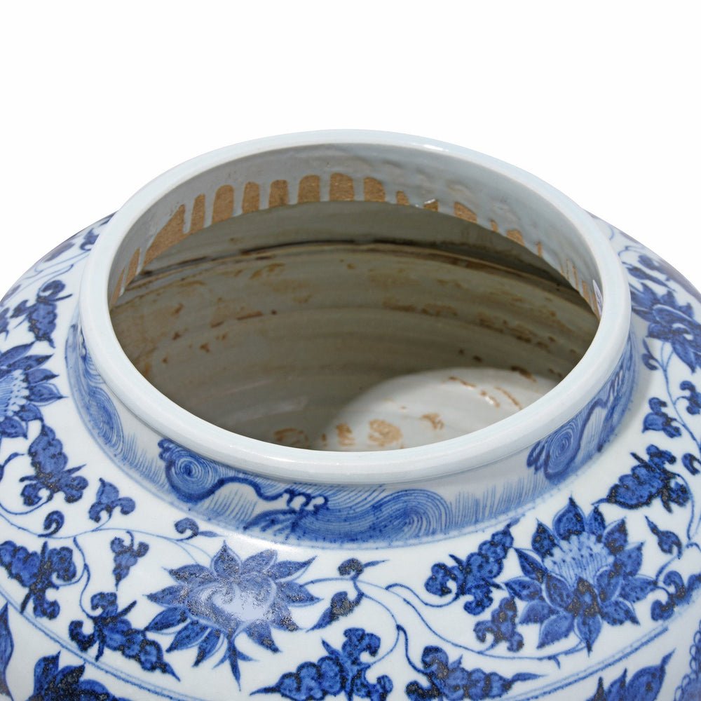 Reproduction Chinese Blue & White Porcelain Jardinière - Peonies & Phoenix | Indigo Antiques