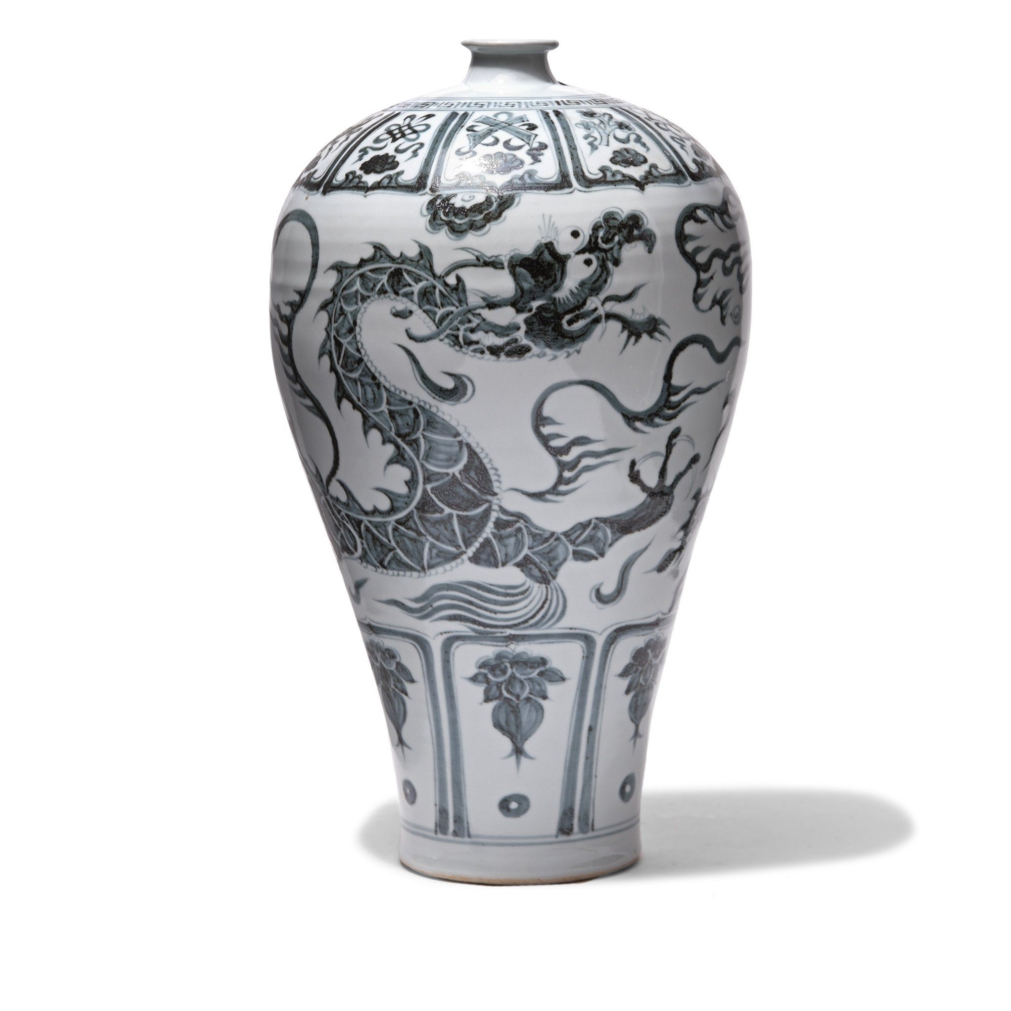 Blue & White Porcelain Meiping Vase - Dragon Design | Indigo Antiques