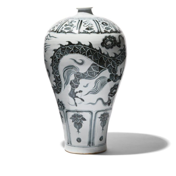 Blue & White Porcelain Meiping Vase - Dragon Design | Indigo Antiques