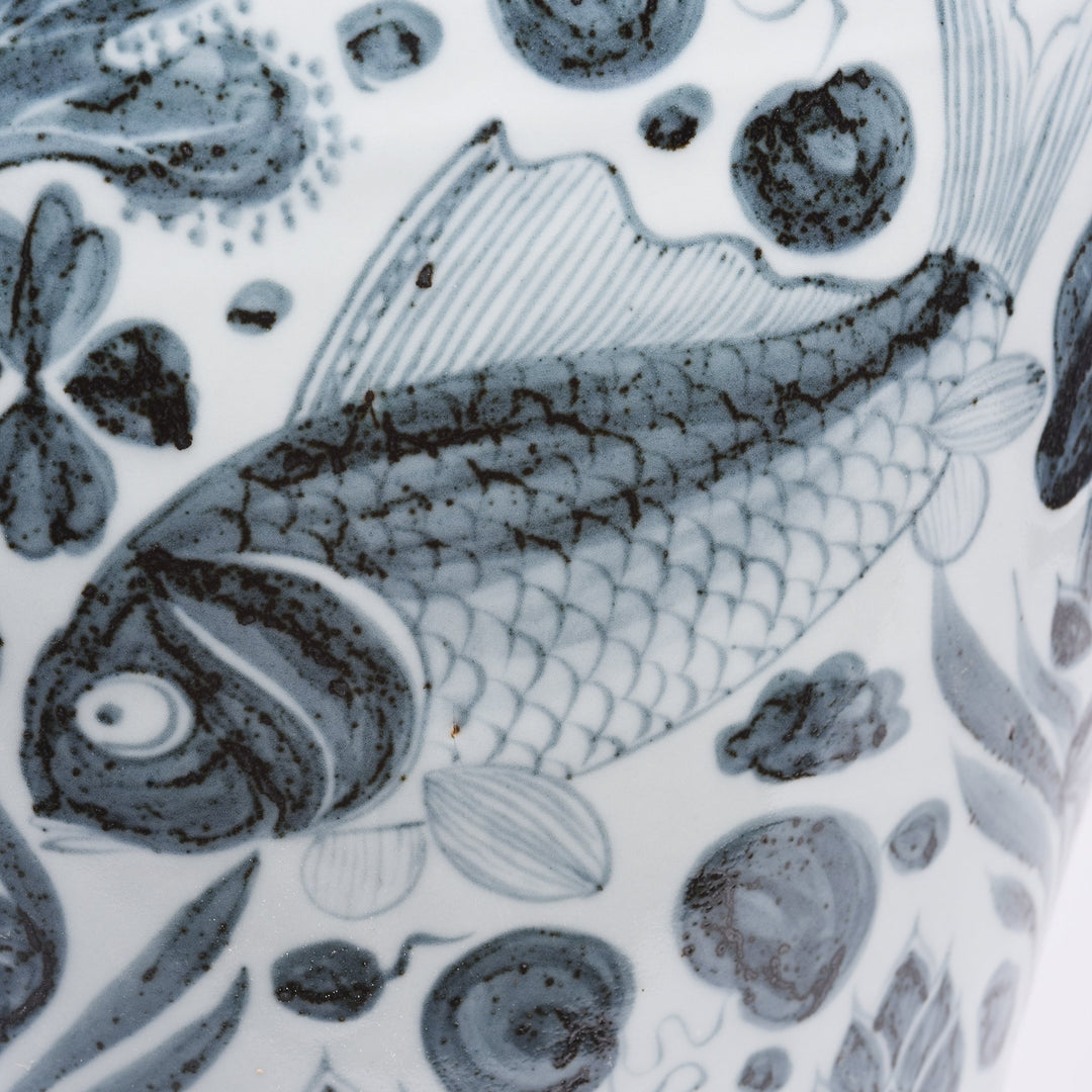 Chinese Reproduction Blue & White Porcelain Meiping Vase - Fish Design | Indigo Antiques