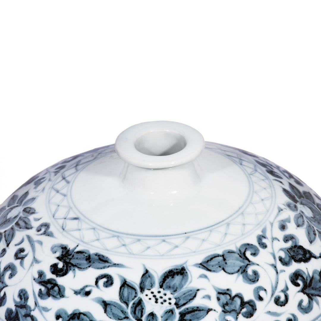 Chinese Reproduction Blue & White Porcelain Meiping Vase - Fish Design | Indigo Antiques