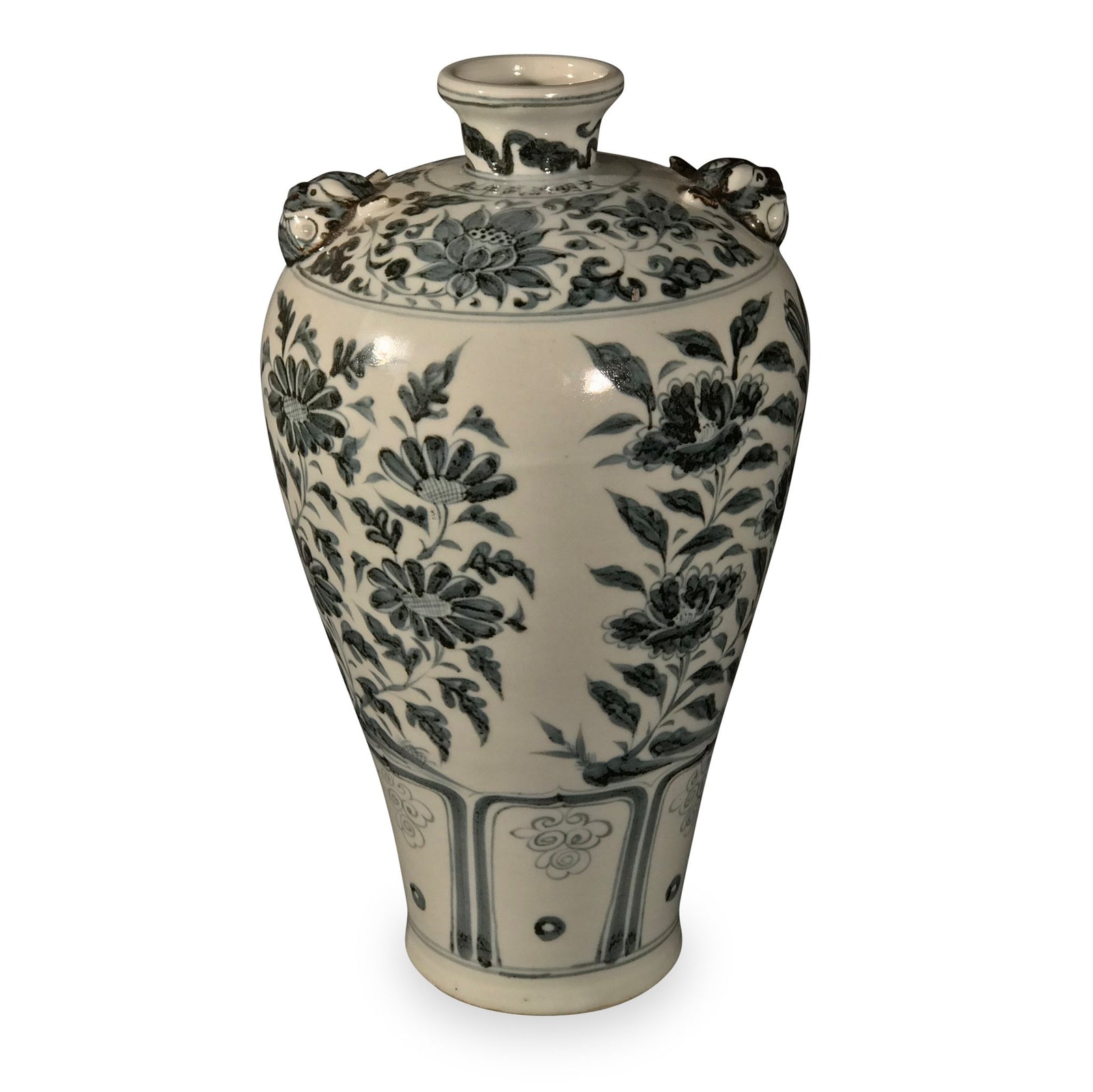 Blue & White Porcelain Meiping Vase - Peony Design (Ming Style) - 18 x 18 x 35 (wxdxh cms) - C1163
