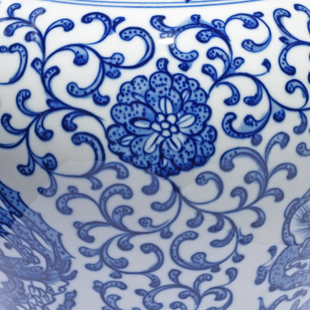 Reproduction Chinese Blue & White Porcelain Meiping Vase - Trailing Peony Design | Indigo Antiques