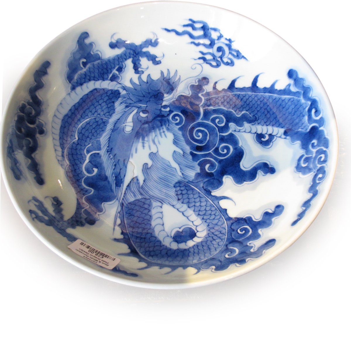 Blue & White Porcelain Plate  - Dragon Design | Indigo Oriental Antiques