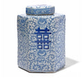 Blue & White Porcelain Tea Caddy - Double Happiness Design