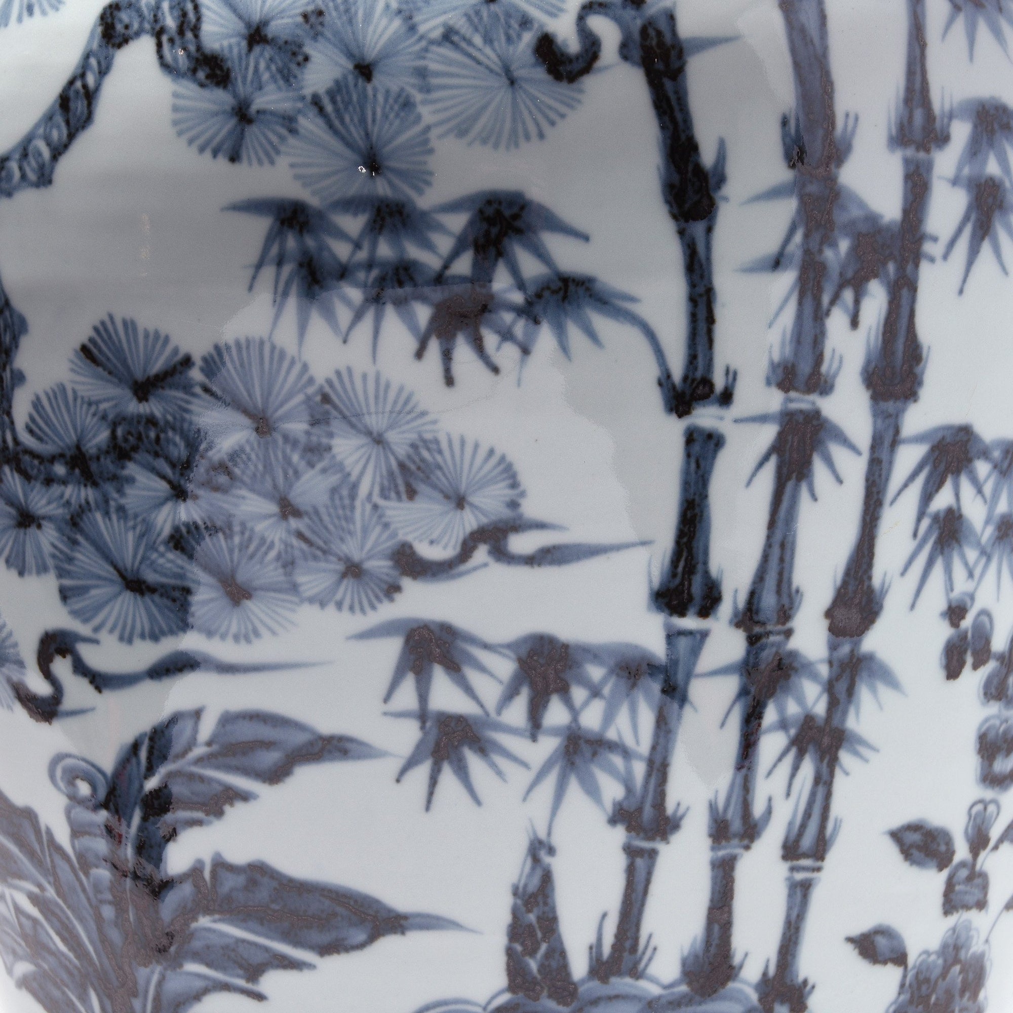 Blue & White Porcelain Temple Jar - Four Tree Design | Indigo Antiques