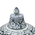 Blue & White Porcelain Temple Jar - Four Tree Design