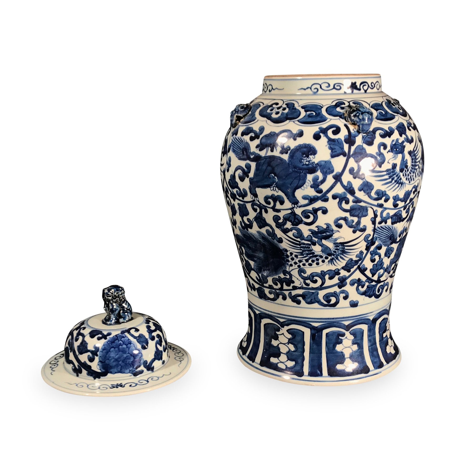Blue & White Porcelain Temple Jar - 24 x 24 x 47 (wxdxh cms) - C1212
