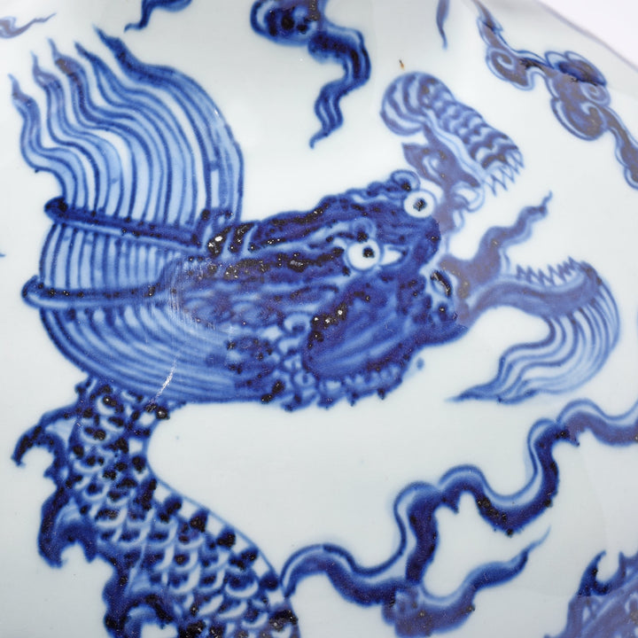 Chinese Blue & White Porcelain Vase - Dragon Design (Small) - 23 x 23 x 29 (wxdxh cms) - C1183
