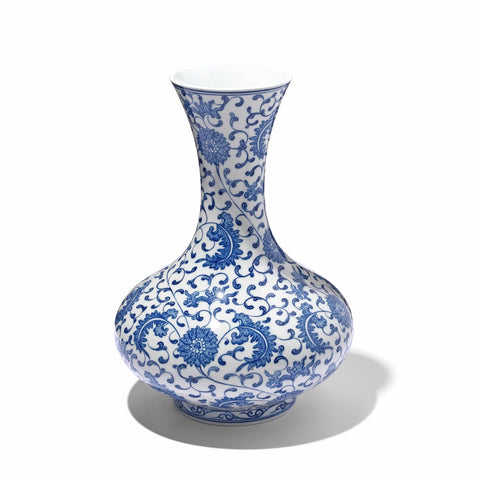 Blue & White Porcelain Vase - Chrysanthemum Design