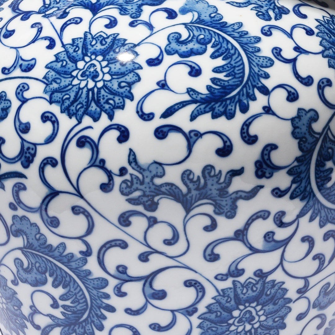 Design Detail From Porcelain Vase - Blue & White  Chrysanthemum Design | Indigo Antiques