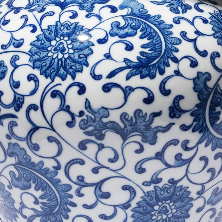 Design Detail From Porcelain Vase - Blue & White  Chrysanthemum Design | Indigo Antiques