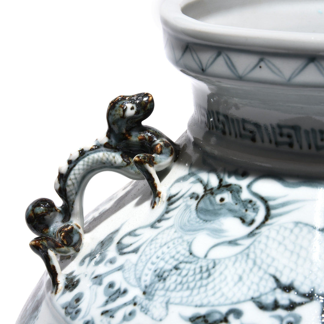 Blue & White Porcelain Wine Jar - Fish Design - 30 x 30 x 40 (wxdxh cms) - C1170