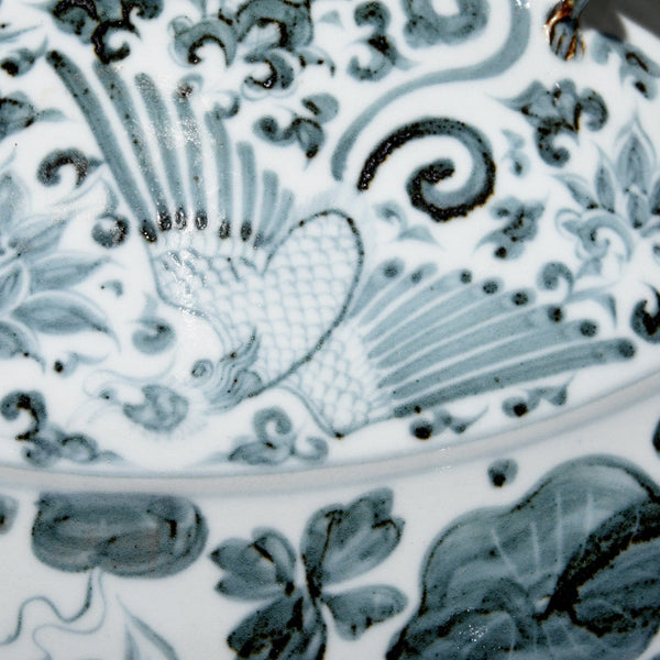 Blue & White Porcelain Wine Jar - Fish Design