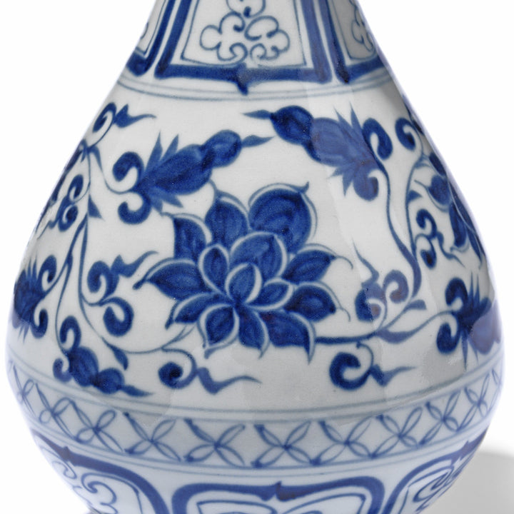 Detail From Blue & White Small Yuhuchunping Vase - Peony Design | Indigo Antiques