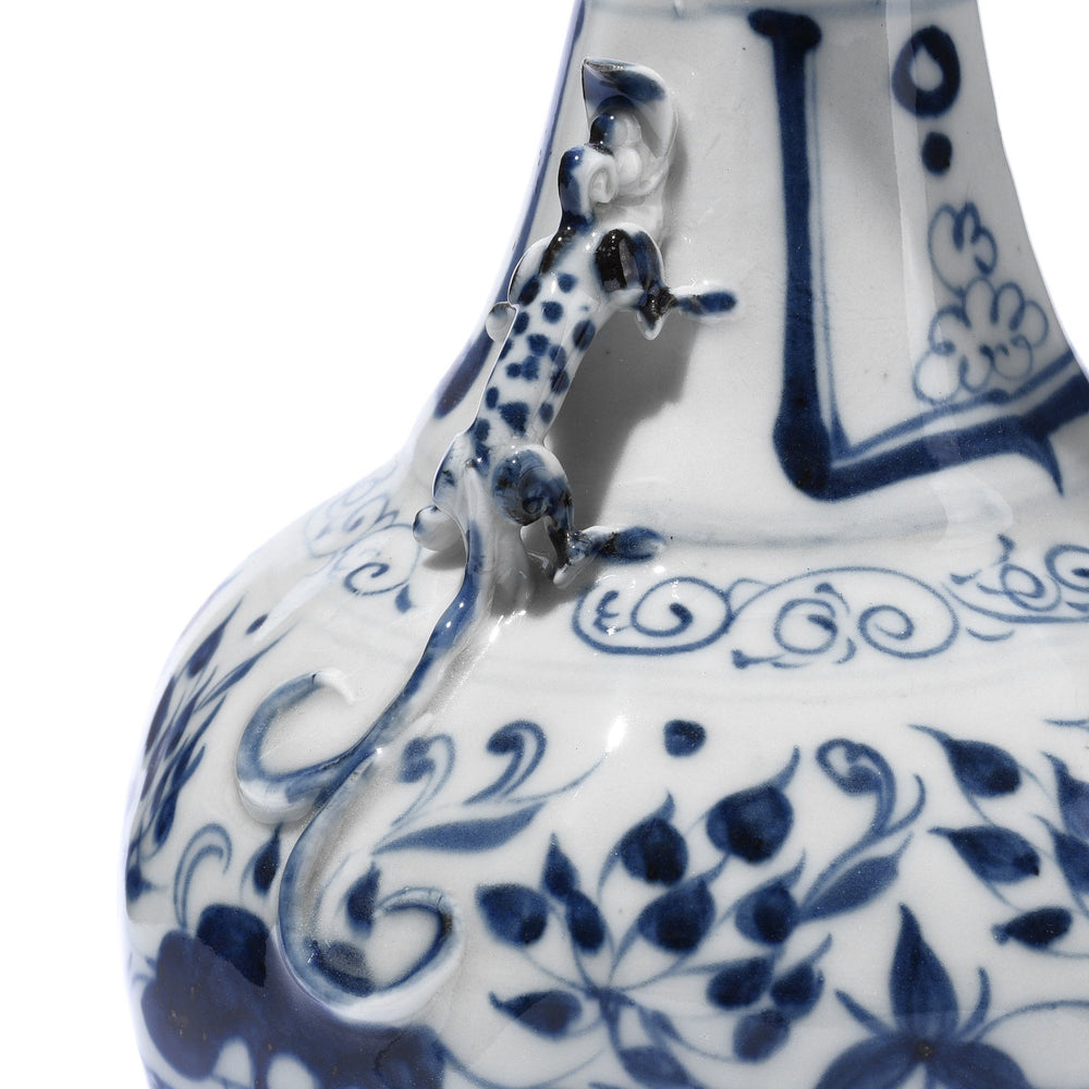 Detail From Blue & White Small Yuhuchunping Trumpet Vase -Pond Design | Indigo Antiques