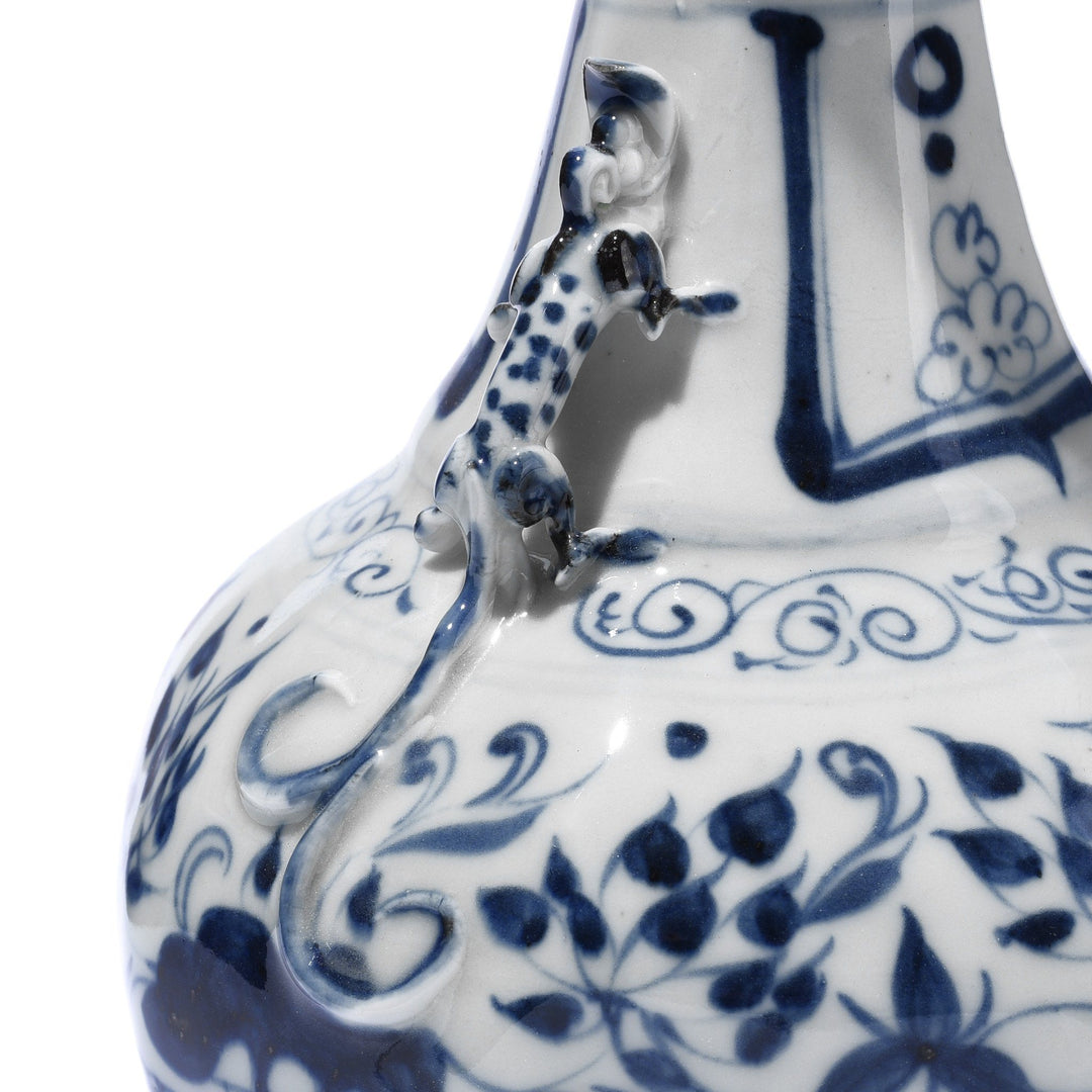 Detail From Blue & White Small Yuhuchunping Trumpet Vase -Pond Design | Indigo Antiques