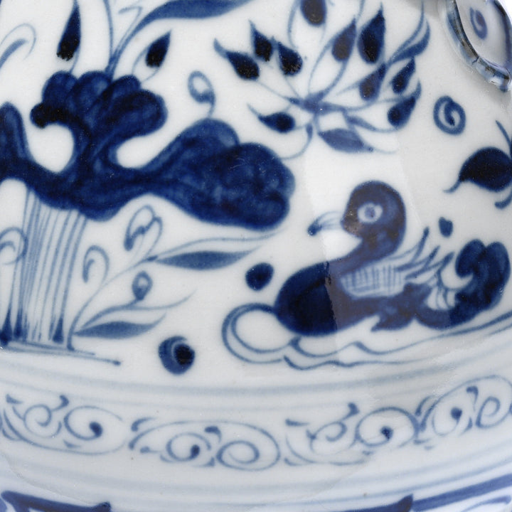 Detail From Blue & White Small Yuhuchunping Vase - Pond Design | Indigo Antiques
