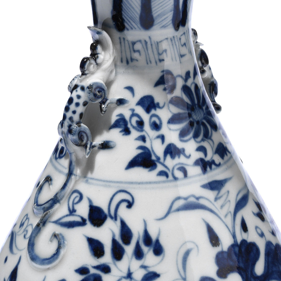Detail From Blue & White Small Yuhuchunping Vase - Pond Design | Indigo Antiques