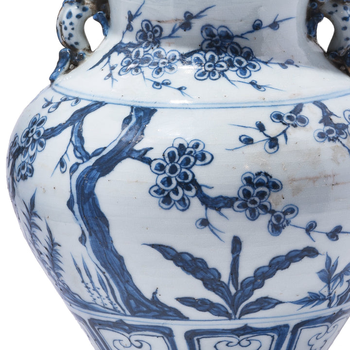 Design detail of reproduction Chinese Blue & White Vase - Cherry Tree Design | Indigo Antiques