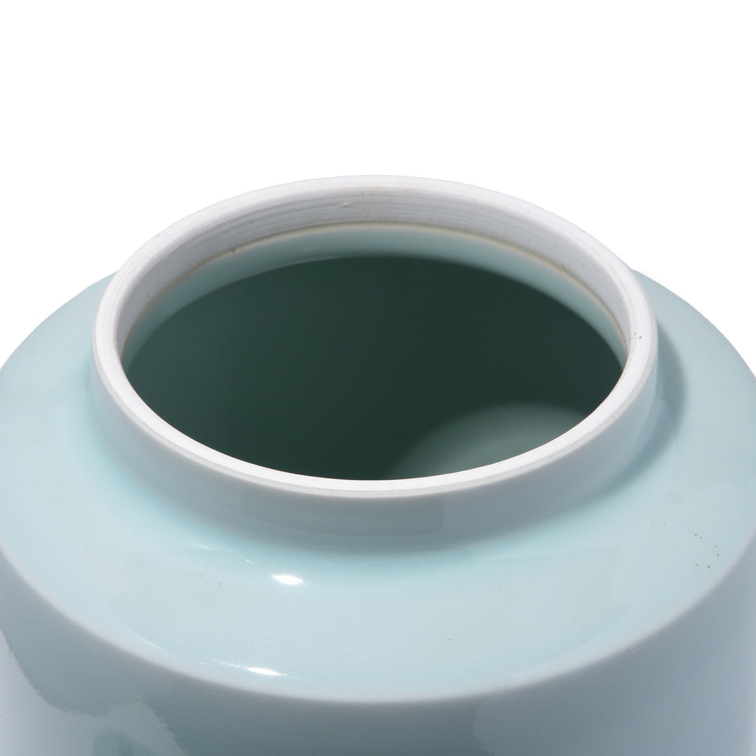 Detail of a Reproduction Chinese Celadon Glaze Porcelain Tea Caddy | Indigo Antiques