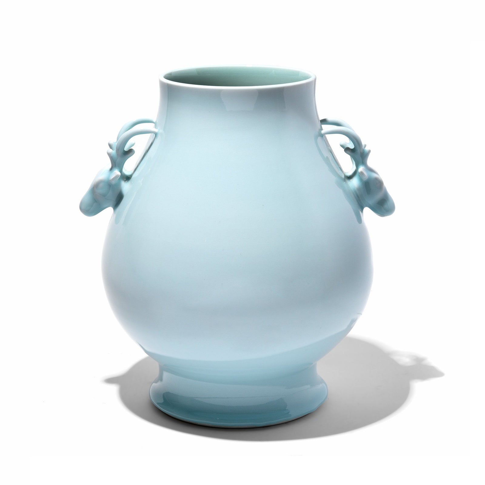 Celadon Porcelain Deer Handle Vase | Indigo Antiques