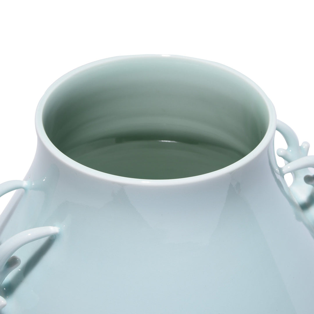 Celadon Porcelain Deer Handle Vase | Indigo Antiques