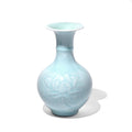 Pale Blue Porcelain Vase - Flower Design