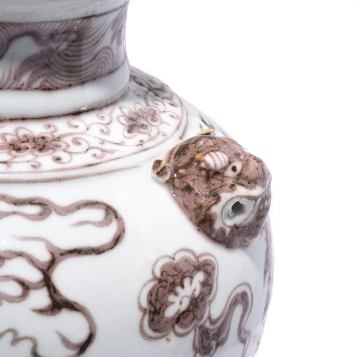 Reproduction Chinese Copper-red Porcelain Vase - Dragon Design | Indigo Antiques