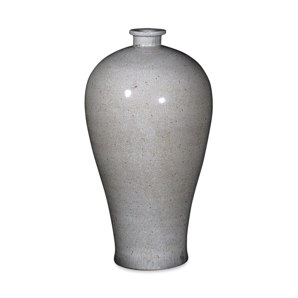 Cream Chinese Crackle Glaze Vase - Meiping Style