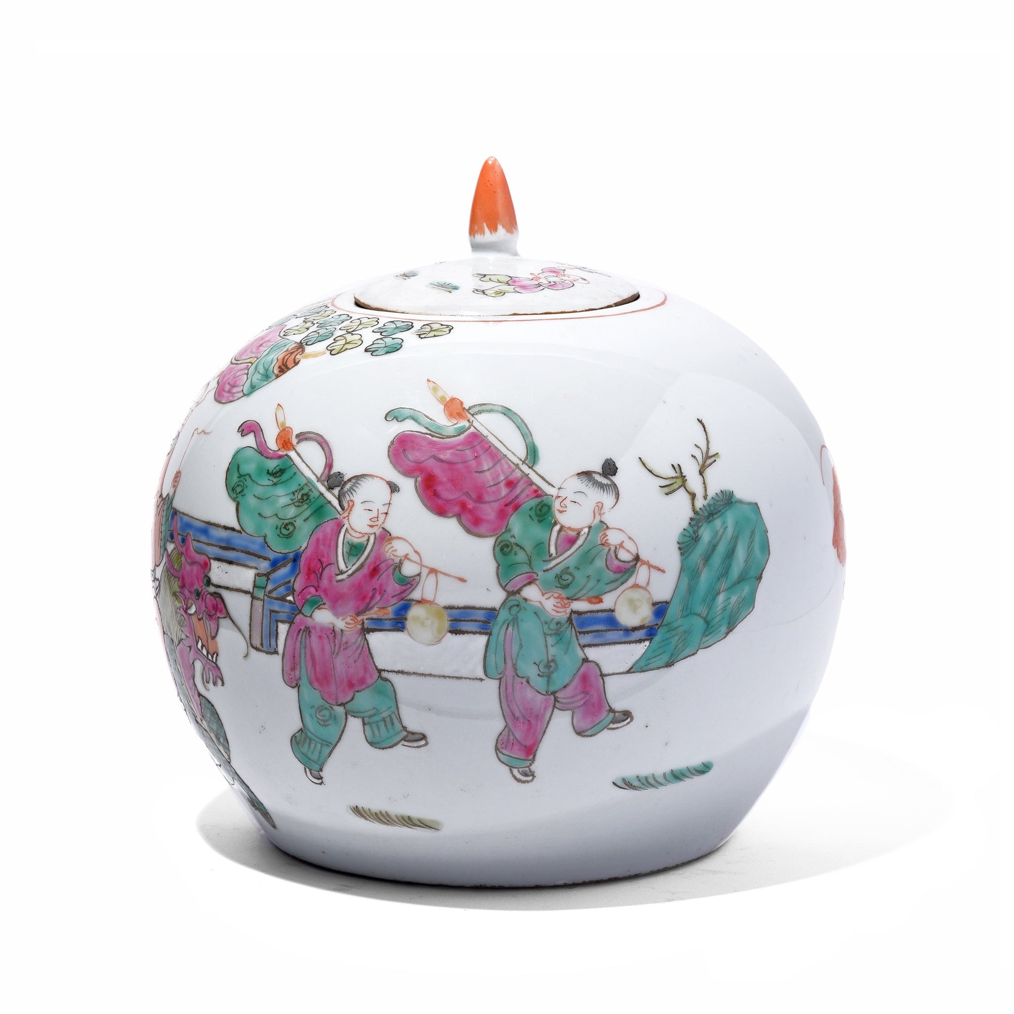 Chinese Reproduction Famille Rose Porcelain Ginger Jar With Lid