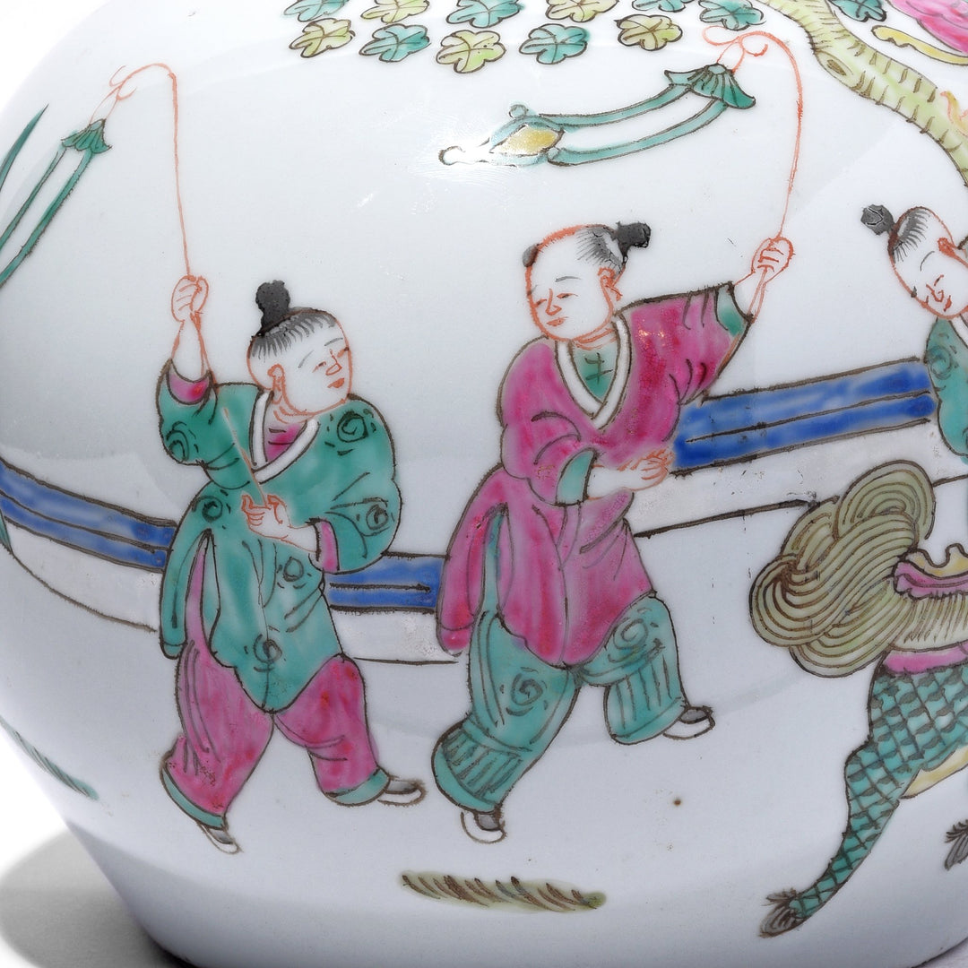 Chinese Reproduction Famille Rose Porcelain Ginger Jar With Lid