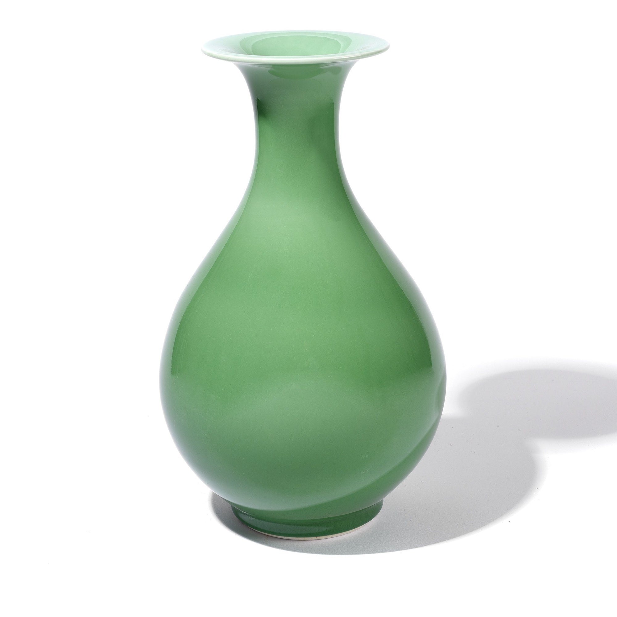 Green Celadon Tall Trumpet Mouth Flower Vase | Indigo Antiques