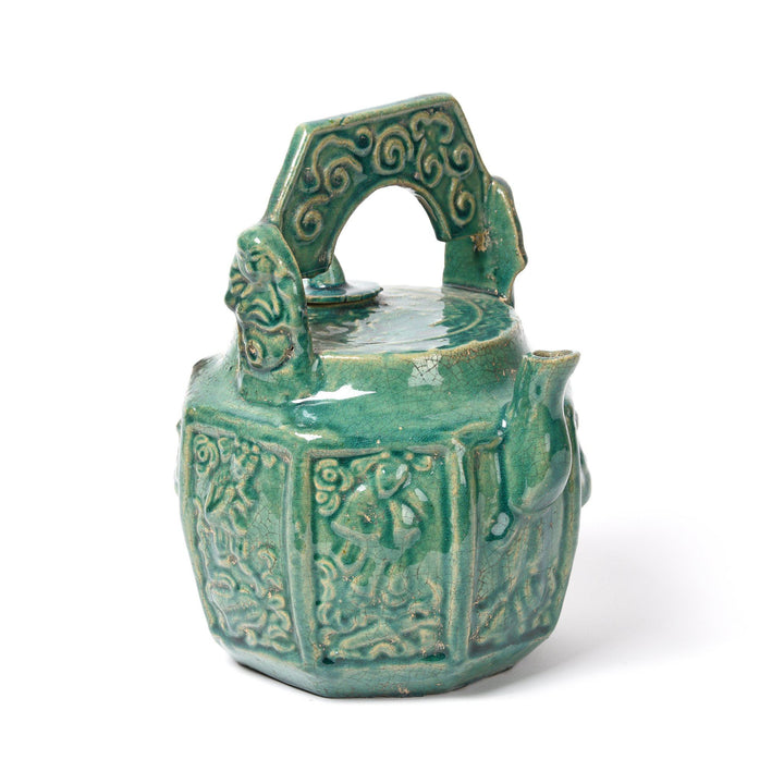 Green Earthenware Teapot | Indigo Antiques