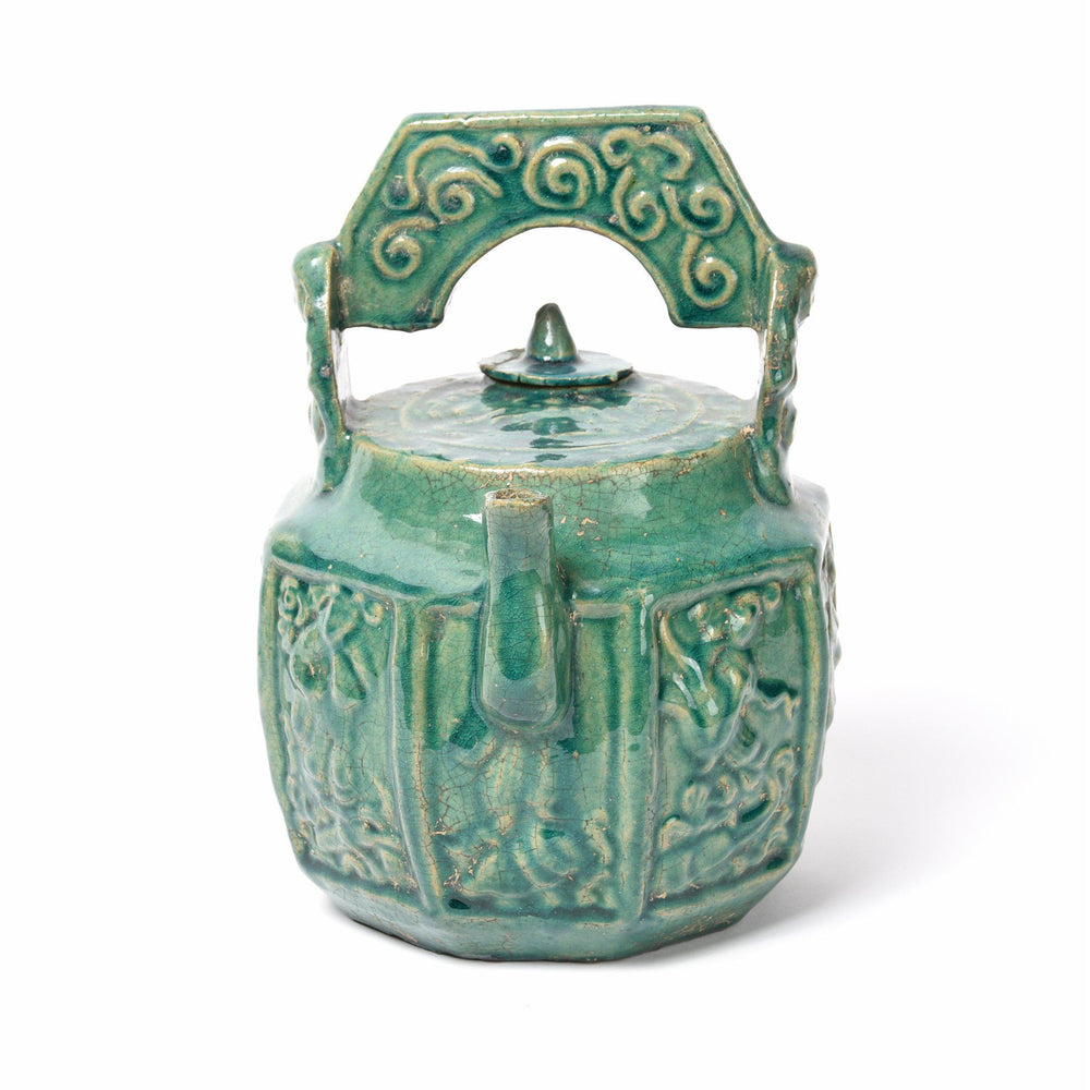 Green Earthenware Teapot | Indigo Antiques