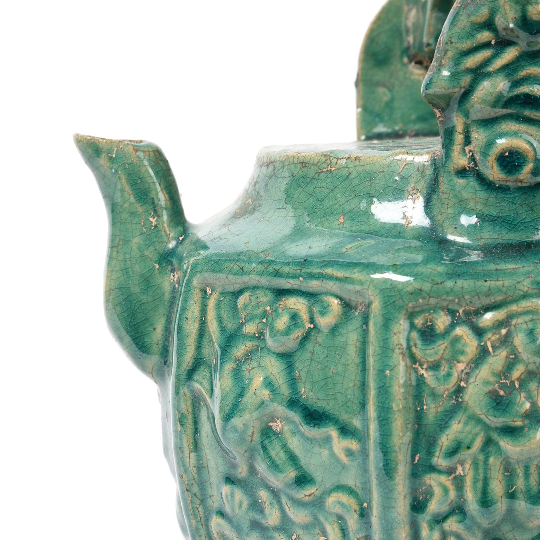 Green Earthenware Teapot | Indigo Antiques