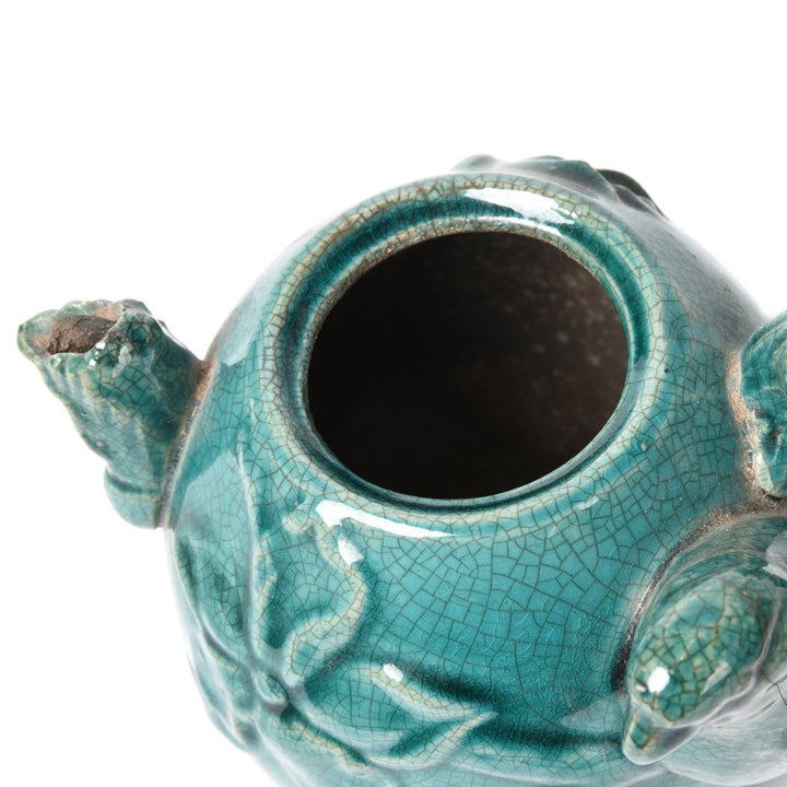 Green Earthenware Teapot - Parrot Design | Indigo Antiques