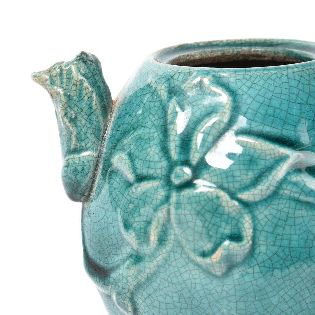 Green Earthenware Teapot - Parrot Design | Indigo Antiques